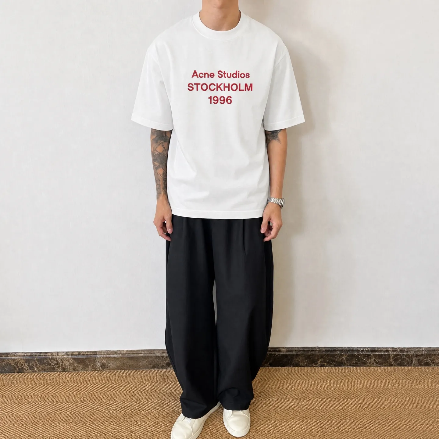 Acne*Studios*2026Ss exclusive couple Hot Sale g high-count T-shirt "different currency fabric" short-sleeved tee negative ion upper body is very comfortable, Same Style half-sleeve for men and women, dropped shoulders and loose fit Color: Black White Coffee Brown Size: S (90-130 pounds) M (125-150 pounds) L (135-165 pounds) XL (160-190 pounds) XXL (185 pounds)